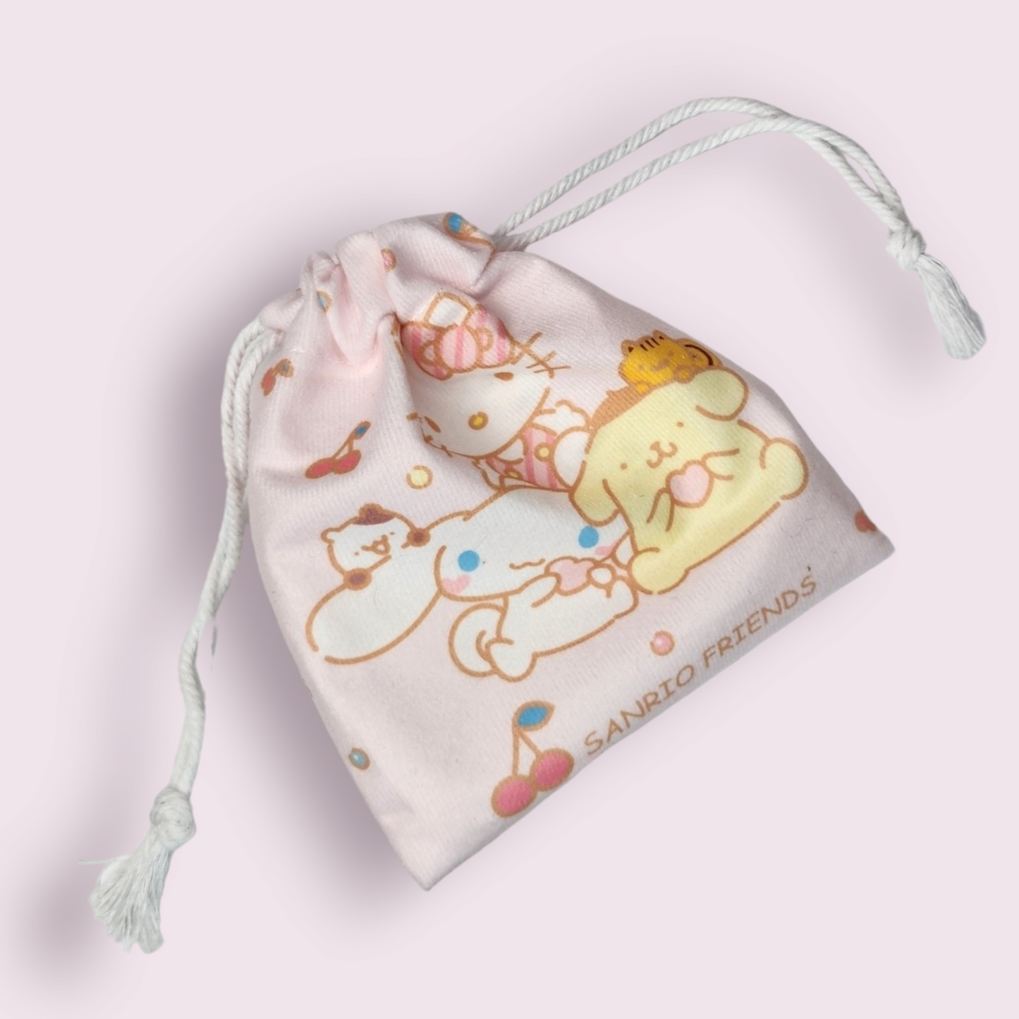 Small Family Cinnamoroll Pompompurin Soft Drawstring Bag