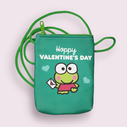 Keroppi Happy Valentine's Day Small Crossbody Pouch