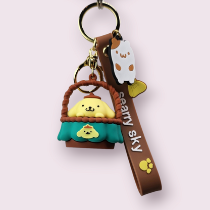 Pompompurin Basket Silicone Keychain