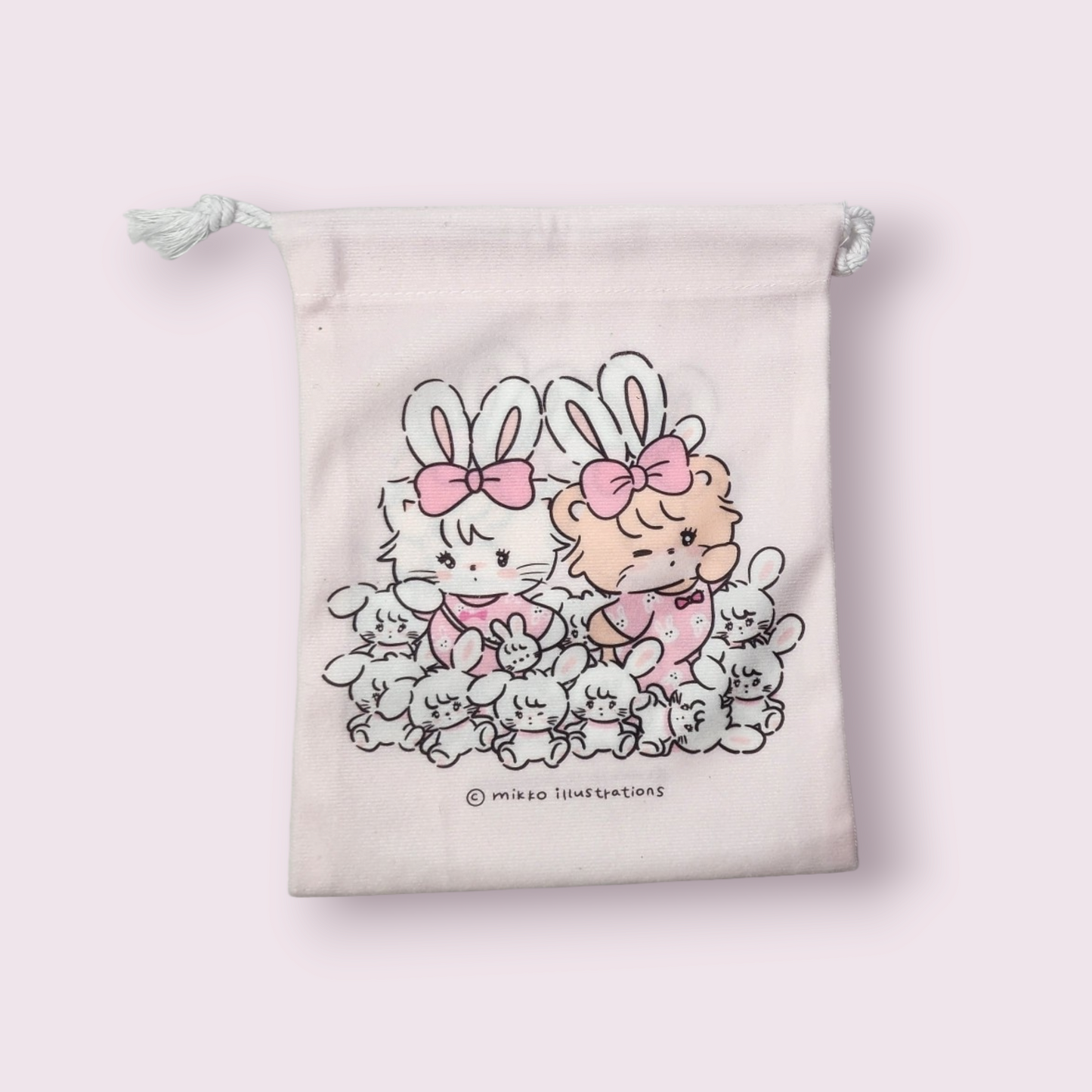 Mikko Illustrations Mousse & Latte Bunny Soft Drawstring Bag