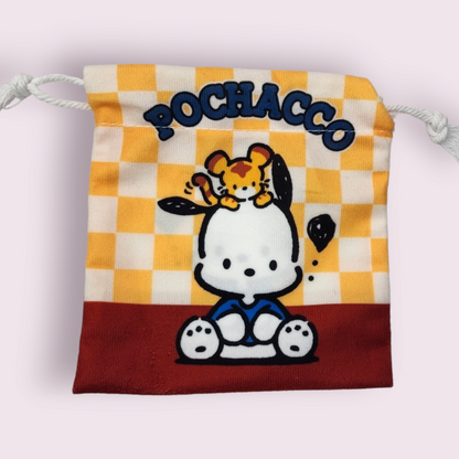 Small Pochacco Checker Soft Drawstring Bag