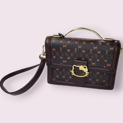 HK Brown Crossbody Purse with Gold Accents