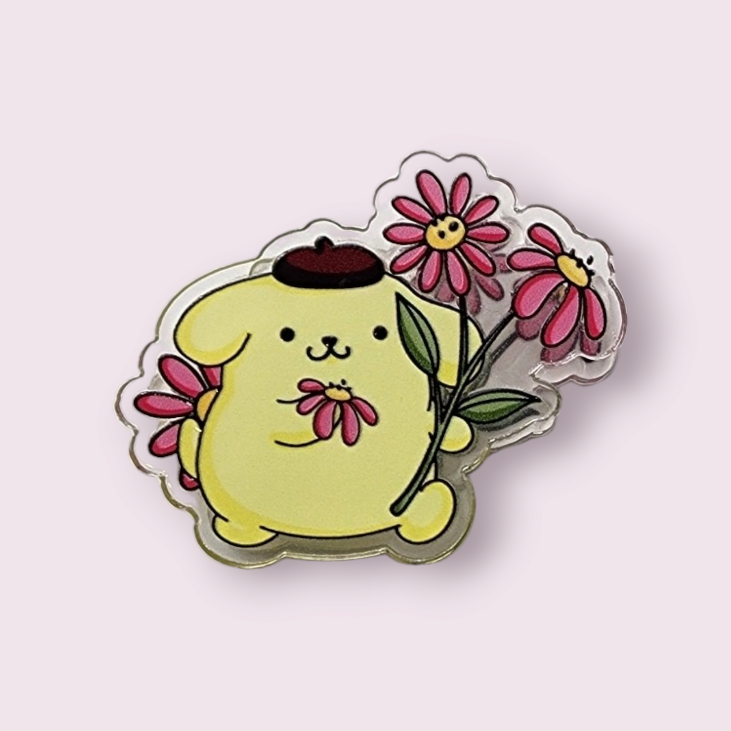 Pompompurin Pink Flowers Paper Clip