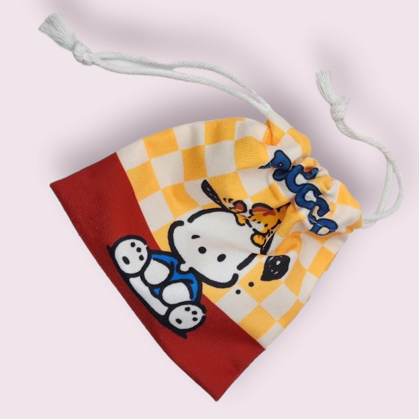 Small Pochacco Checker Soft Drawstring Bag