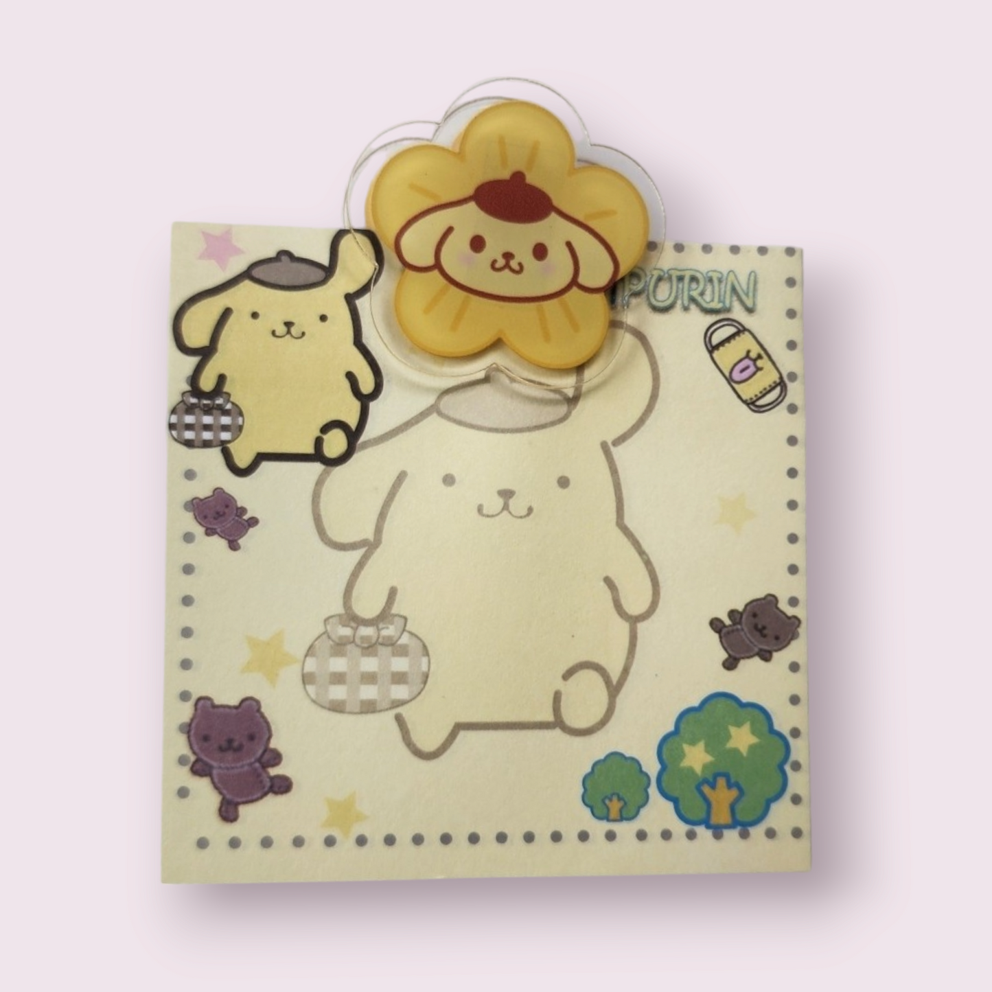 Pompompurin Notepad & Flower Paperclip Bundle