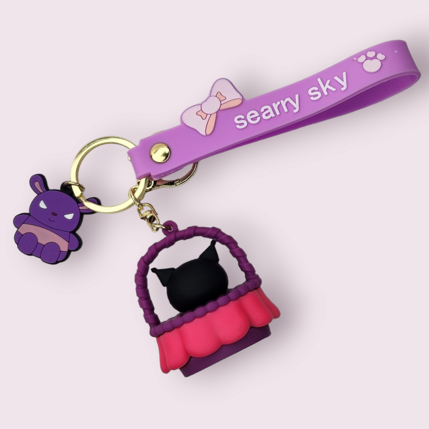 Kuromi Basket Silicone Keychain