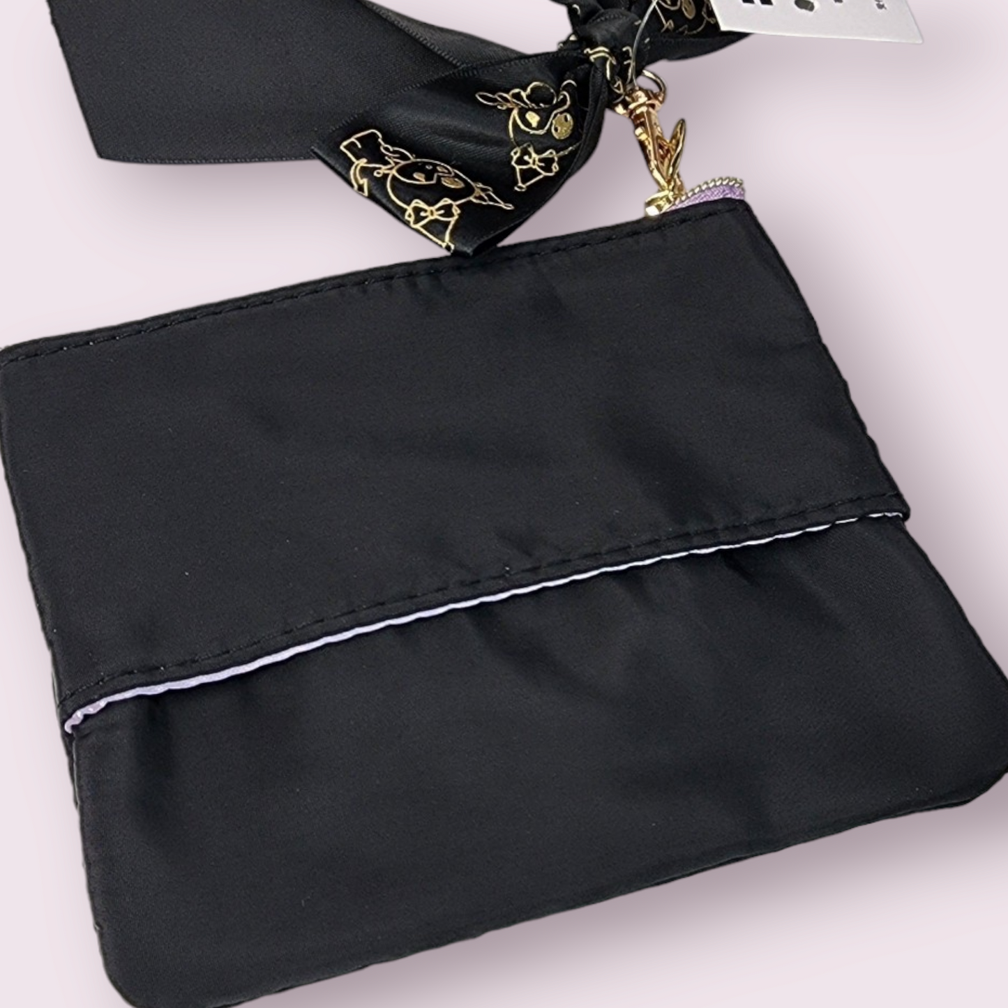 Kuromi Embroidered Black Coin Purse with Bow