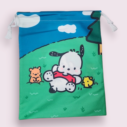 Large Pochacco Creatures Soft Drawstring Bag