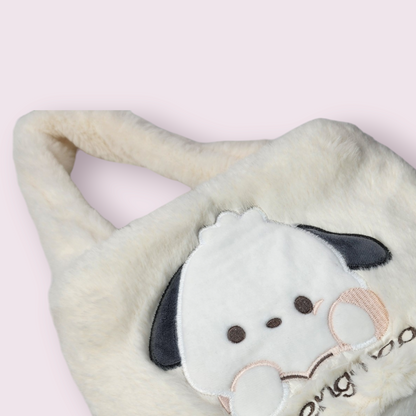 Pochacco Cream Soft Fuzzy Bag