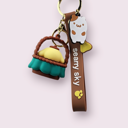 Pompompurin Basket Silicone Keychain