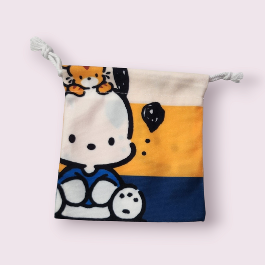 Small Pochacco Stripe Soft Drawstring Bag