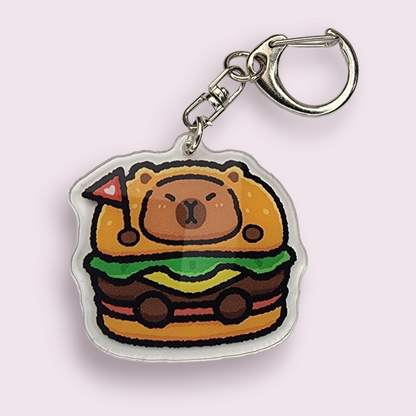 Capybara Burger Acrylic Keychain