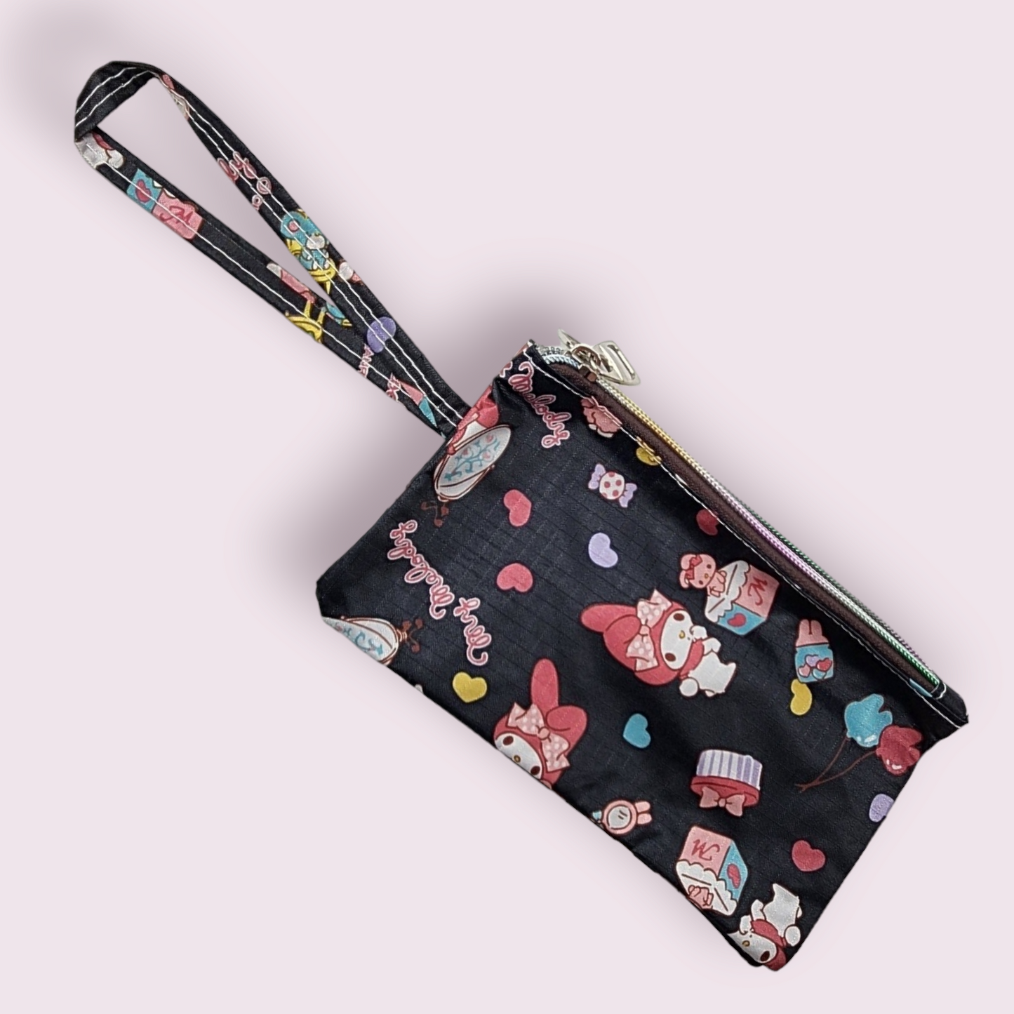 My Melody & Piano Double Compartment Rainbow Zipper Pouch