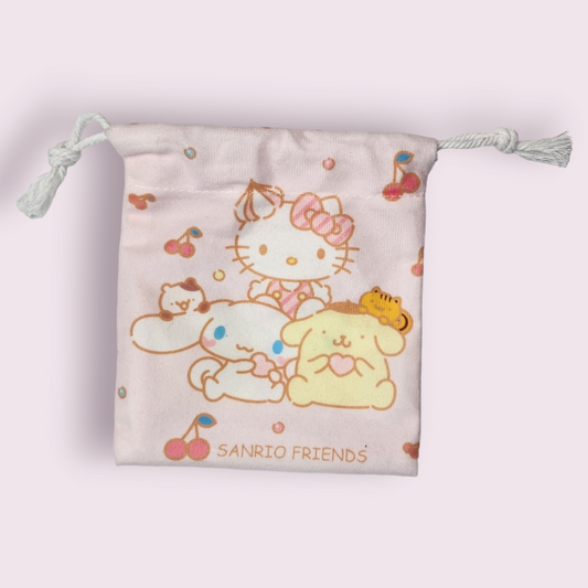 Small Family Cinnamoroll Pompompurin Soft Drawstring Bag