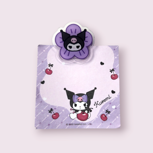 Kuromi Notepad & Flower Paperclip Bundle