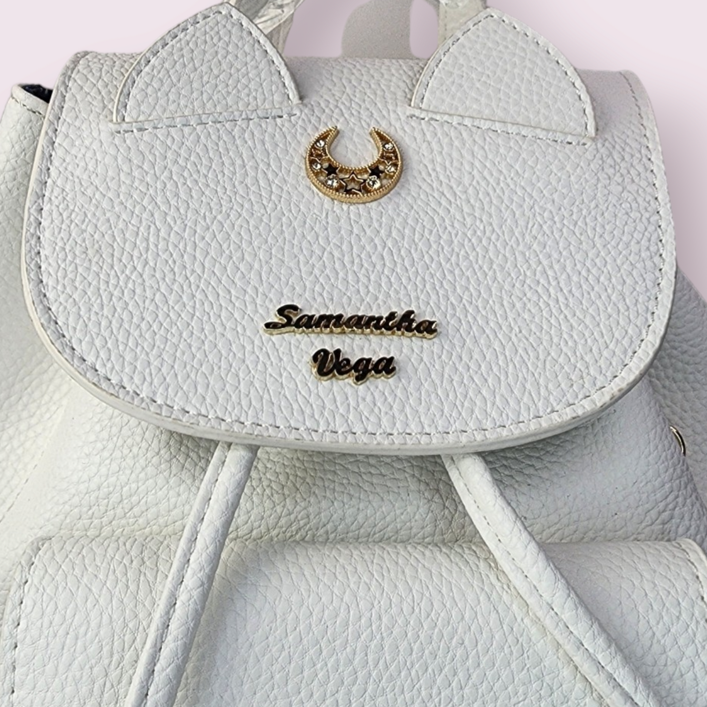 Sailor Moon Luna Cat White Leather Drawstring Backpack Purse