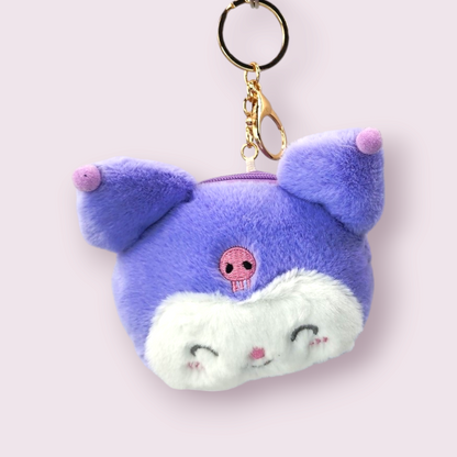 Happy Kuromi Plush Keychain Zipper Coin Purse