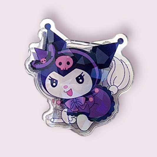 Kuromi Broomstick Glitter Paper Clip