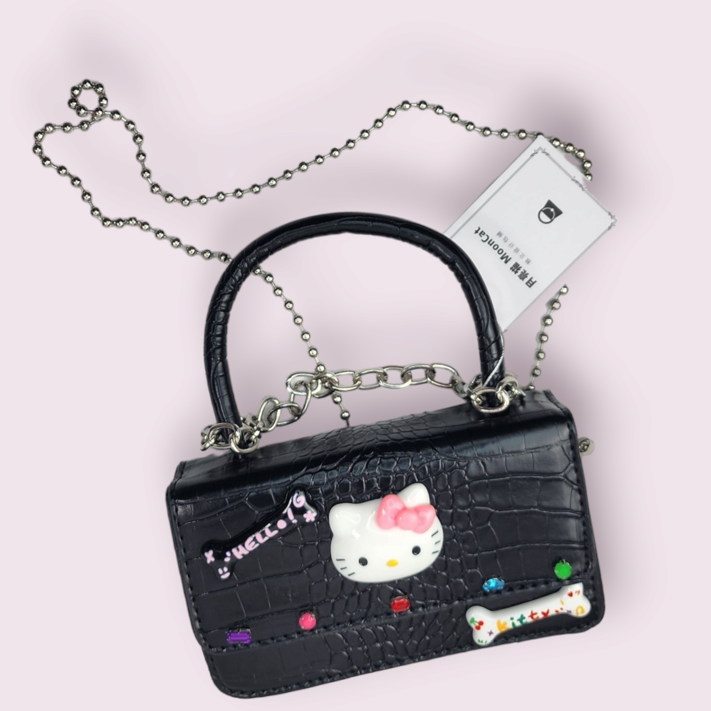 MoonCat HK Black Chain Mini Crossbody Purse