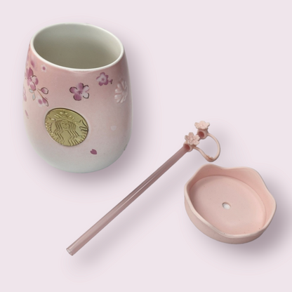 Starbucks 2022 China Sakura Ceramic Cup, Lid & Straw