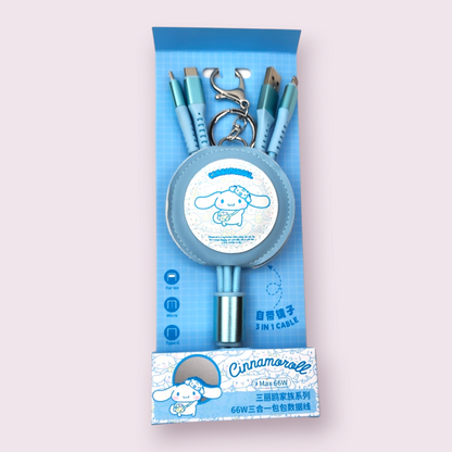 Cinnamoroll 66W 3-in-1 Charging Cable with Mirror