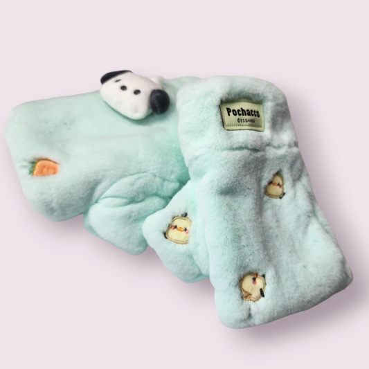 Pochacco Soft Winter Fingerless Gloves