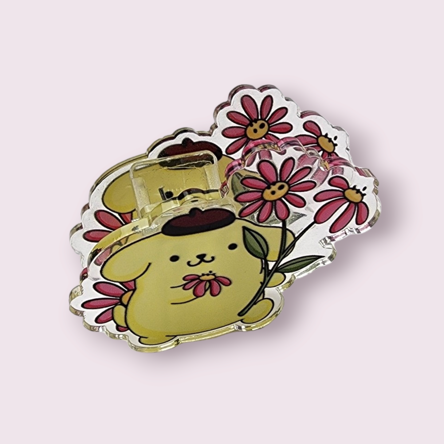 Pompompurin Pink Flowers Paper Clip