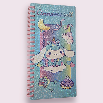 Cinnamoroll Unicorn Grid Soft Spiral Sparkle Notebook and Stickers