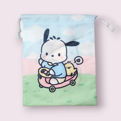 Large Pochacco Car Soft Drawstring Bag