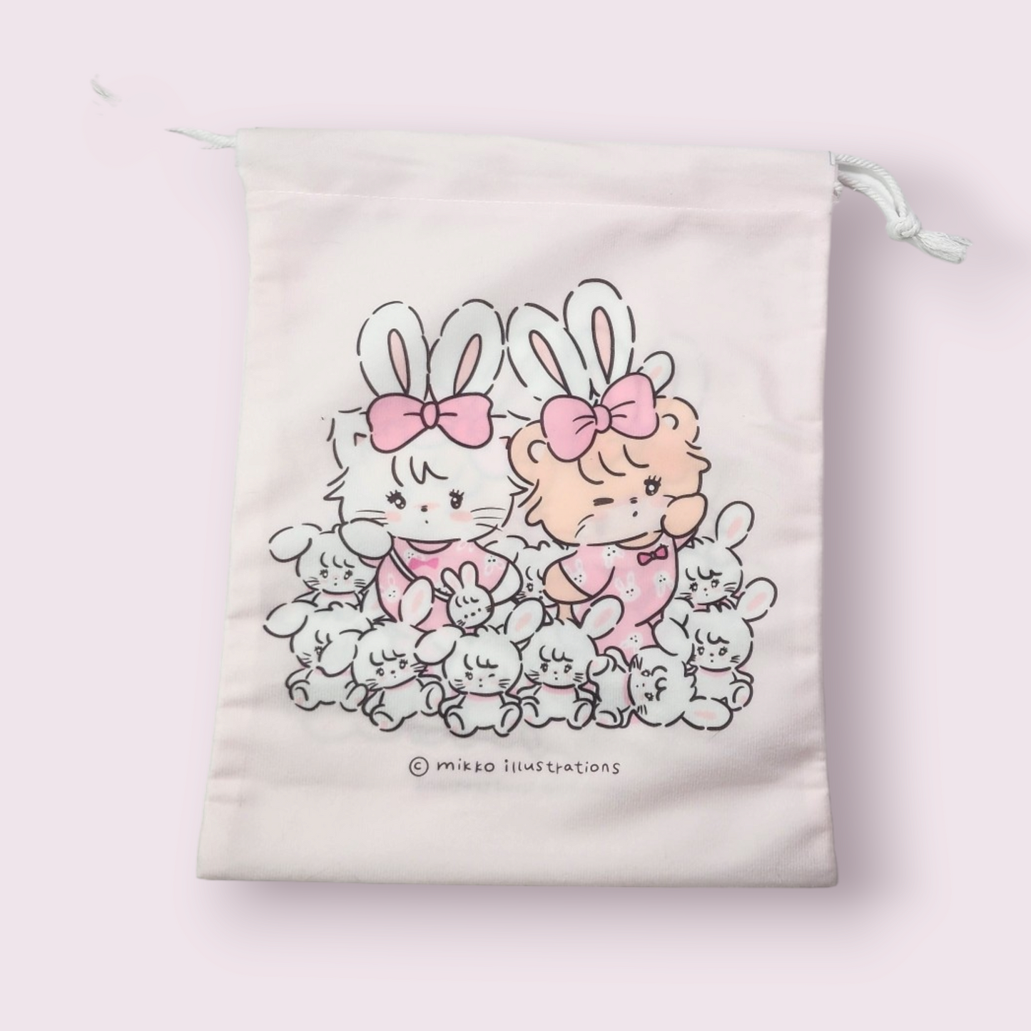 Mikko Illustrations Mousse & Latte Bunny Soft Drawstring Bag