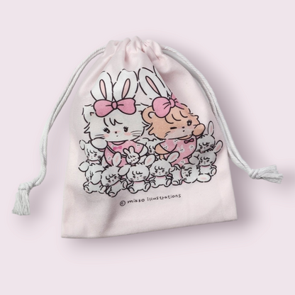 Mikko Illustrations Mousse & Latte Bunny Soft Drawstring Bag