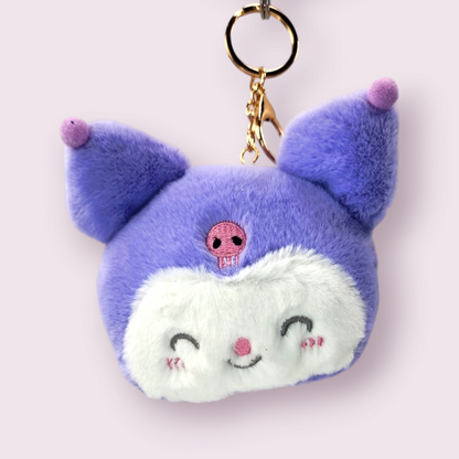 Happy Kuromi Plush Keychain Zipper Coin Purse