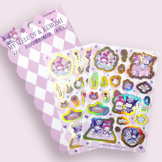 2pc Kuromi & My Melody Holographic Sticker Sheets