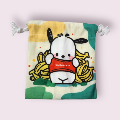 Small Pochacco Banana Soft Drawstring Bag