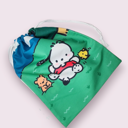 Large Pochacco Creatures Soft Drawstring Bag