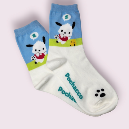 Pochacco Blue & White Crew Socks