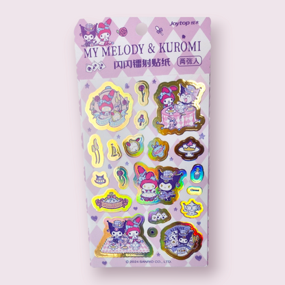 2pc Kuromi & My Melody Holographic Sticker Sheets