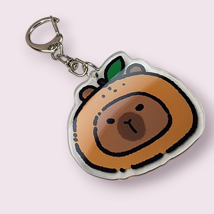 Capybara Orange Hat Acrylic Keychain