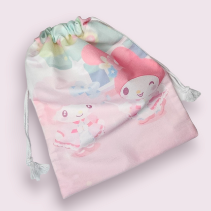 Large My Melody & Sweet Piano Soft Drawstring Bag