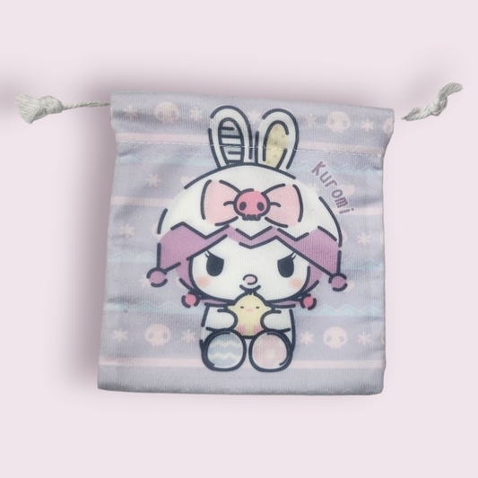 Small Kuromi Easter Bunny Soft Drawstring Bag