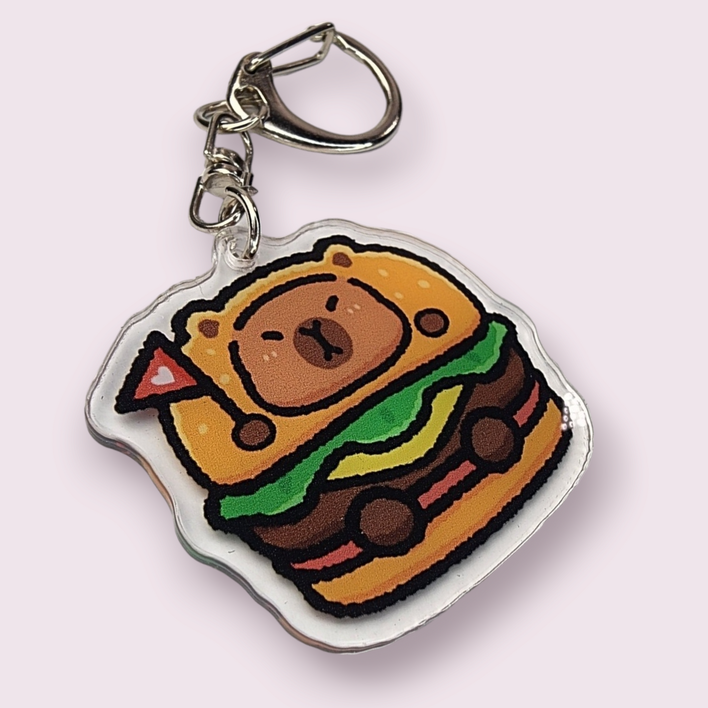 Capybara Burger Acrylic Keychain