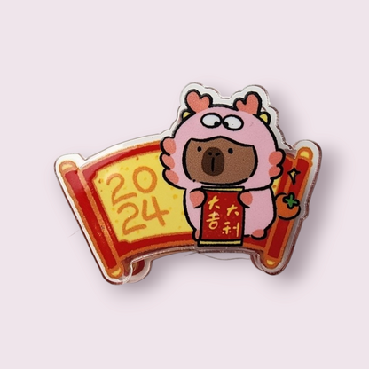 Capybara Pink Dragon Onsie Paper Clip