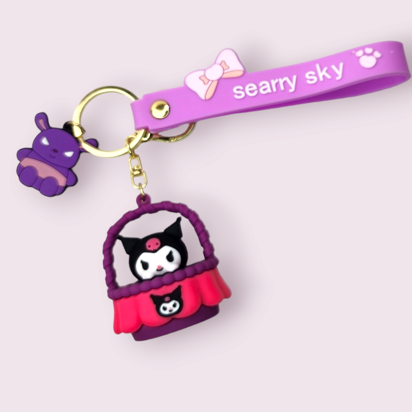 Kuromi Basket Silicone Keychain