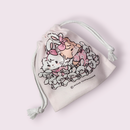 Mikko Illustrations Mousse & Latte Bunny Soft Drawstring Bag