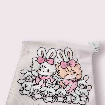 Mikko Illustrations Mousse & Latte Bunny Soft Drawstring Bag