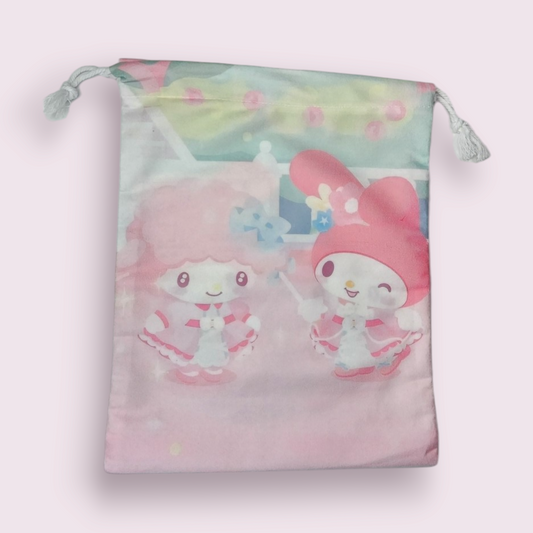 Large My Melody & Sweet Piano Soft Drawstring Bag