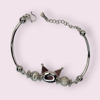 Silver Kuromi Bracelet with Charm