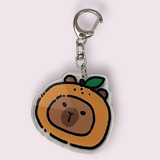 Capybara Orange Hat Acrylic Keychain