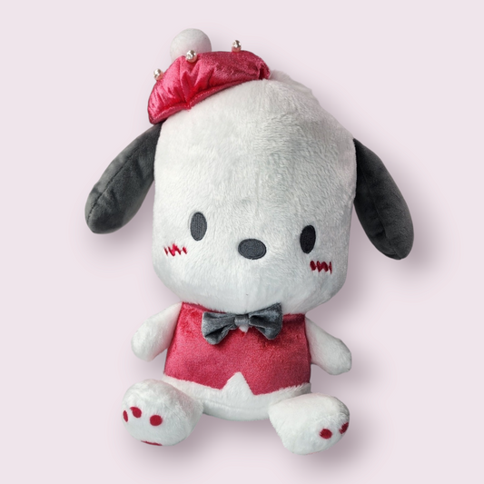 Pochacco Rare Blushing Red Suit, Bowtie & Hat Plush