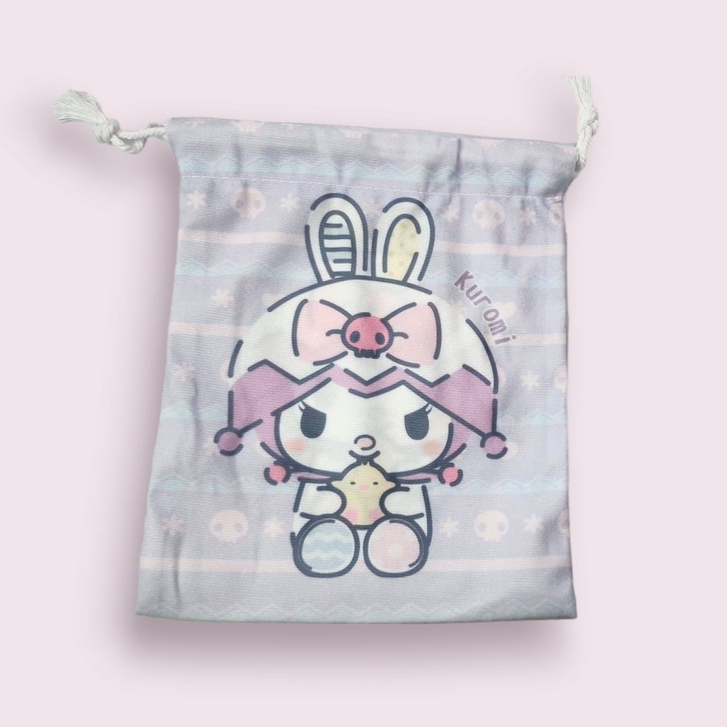 Small Kuromi Easter Bunny Soft Drawstring Bag